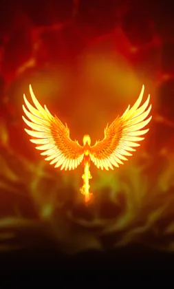 Slot-Cover mit goldenem Phönix im Feuer